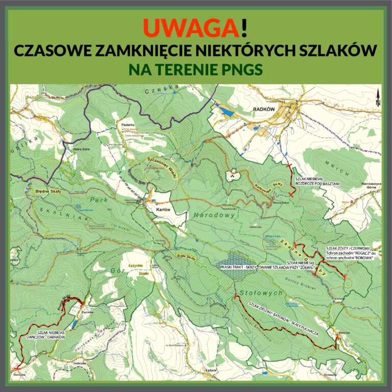 UWAGA! Czasowe zamknięcie szlaków na terenie Parku Narodowego Gór Stołowych