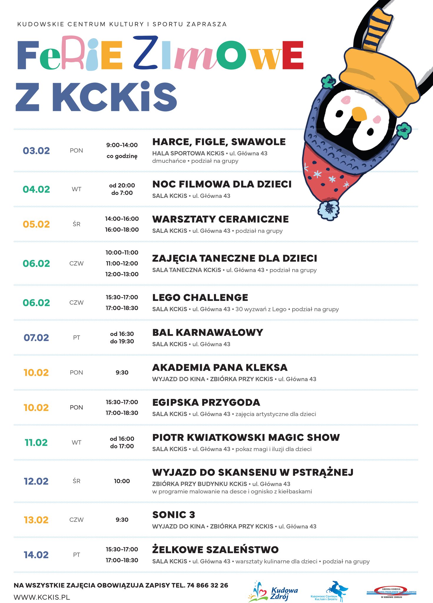 Ferie zimowe z Kudowskim Centrum Kultury i Sportu