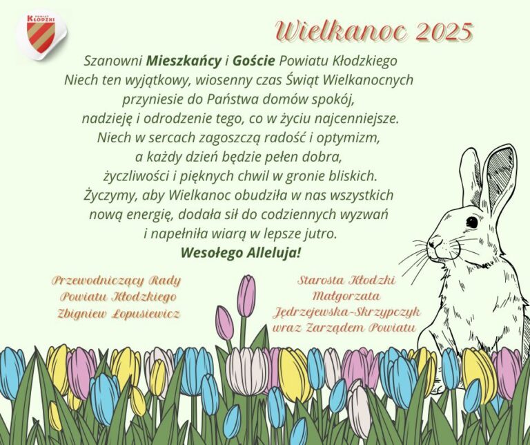 Życzenia wielkanocne od Starosty Kłodzkiego wraz z Zarządem i Przewodniczącym Rady Powiatu