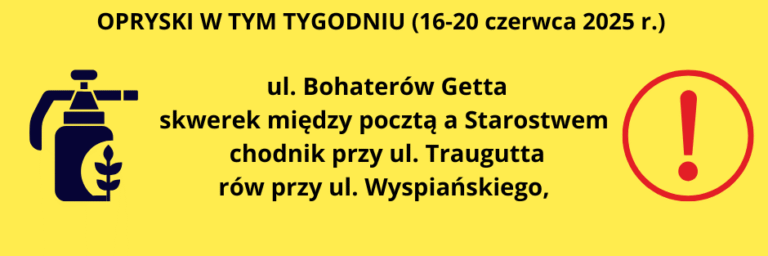 Komunikat dotyczący oprysków chemicznych na terenie Kłodzka w dniach 16-20 czerwca