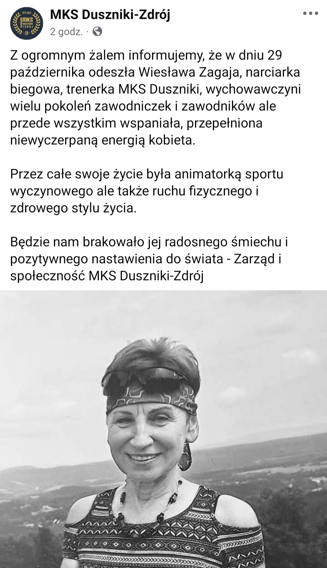 Zmarła Wiesława Zagaja, narciarka biegowa, trenerka MKS Duszniki i wychowawczyni wielu pokoleń