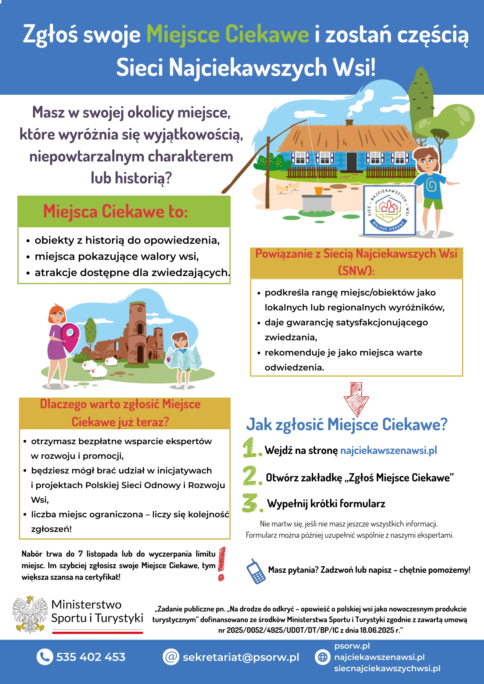 Trwa nabór do inicjatywy „Zgłoś swoje Miejsce interesujące i zostań częścią Sieci Najciekawszych Wsi”
