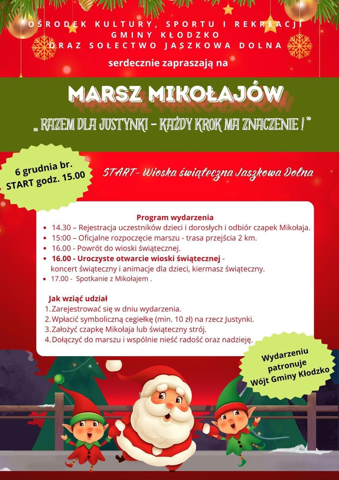 Zapraszamy na charytatywny Marsz Mikołajów w Jaszkowej Dolnej