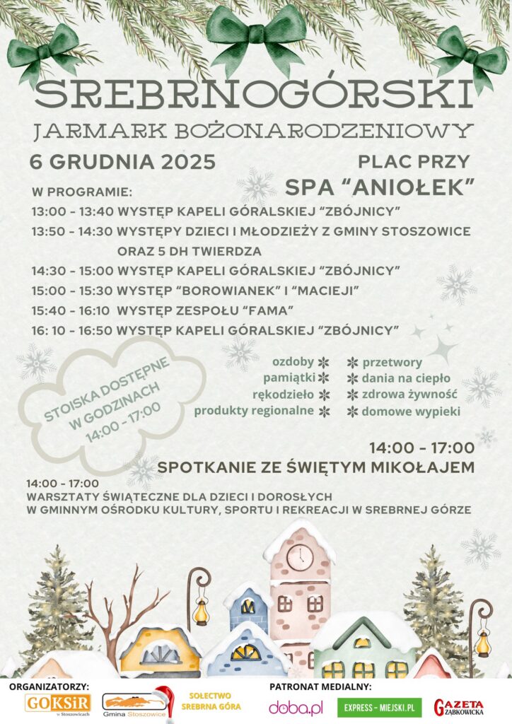 Srebrnogórski Jarmark Bożonarodzeniowy i Mikołajkowy Autobus już w sobotę, 6 grudnia