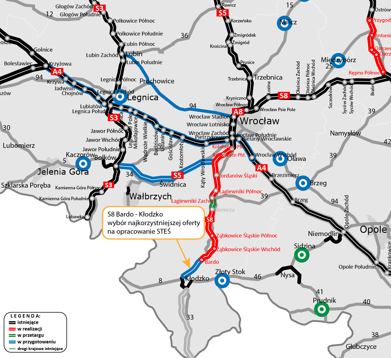 Wybrano wykonawcę dokumentacji dla budowy odcinka S8 Bardo-Kłodzko