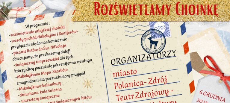 Wesoły pochód Mikołajów i Reniferów i wspólne rozświetlenie choinki w Polanicy-Zdroju już 6 grudnia