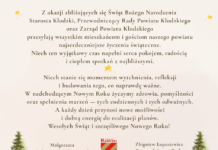 Życzenia składają Starosta Kłodzki, Przewodniczący Rady i Zarząd Powiatu Kłodzkiego
