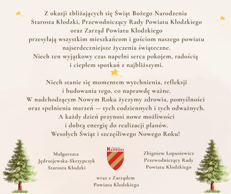 Życzenia składają Starosta Kłodzki, Przewodniczący Rady i Zarząd Powiatu Kłodzkiego