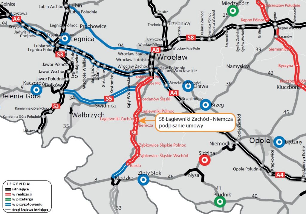 S8 coraz bliżej pełnej realizacji. Podpisano umowę na odcinek Łagiewniki – Niemcza