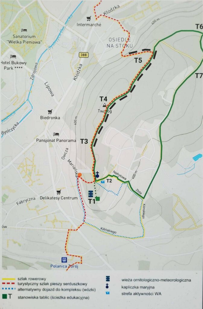 Akt wandalizmu na szlaku prowadzącym na Wzgórze Marii w Polanicy-Zdroju