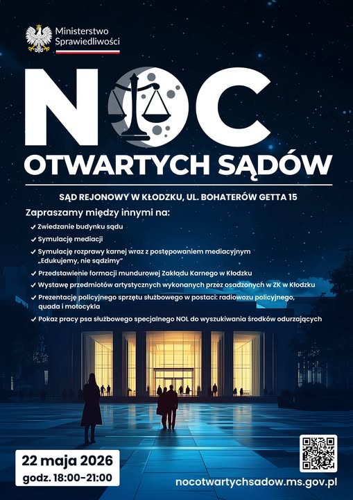 Noc Otwartych Sądów w Kłodzku. 22 maja zajrzyj za kulisy wymiaru sprawiedliwości 