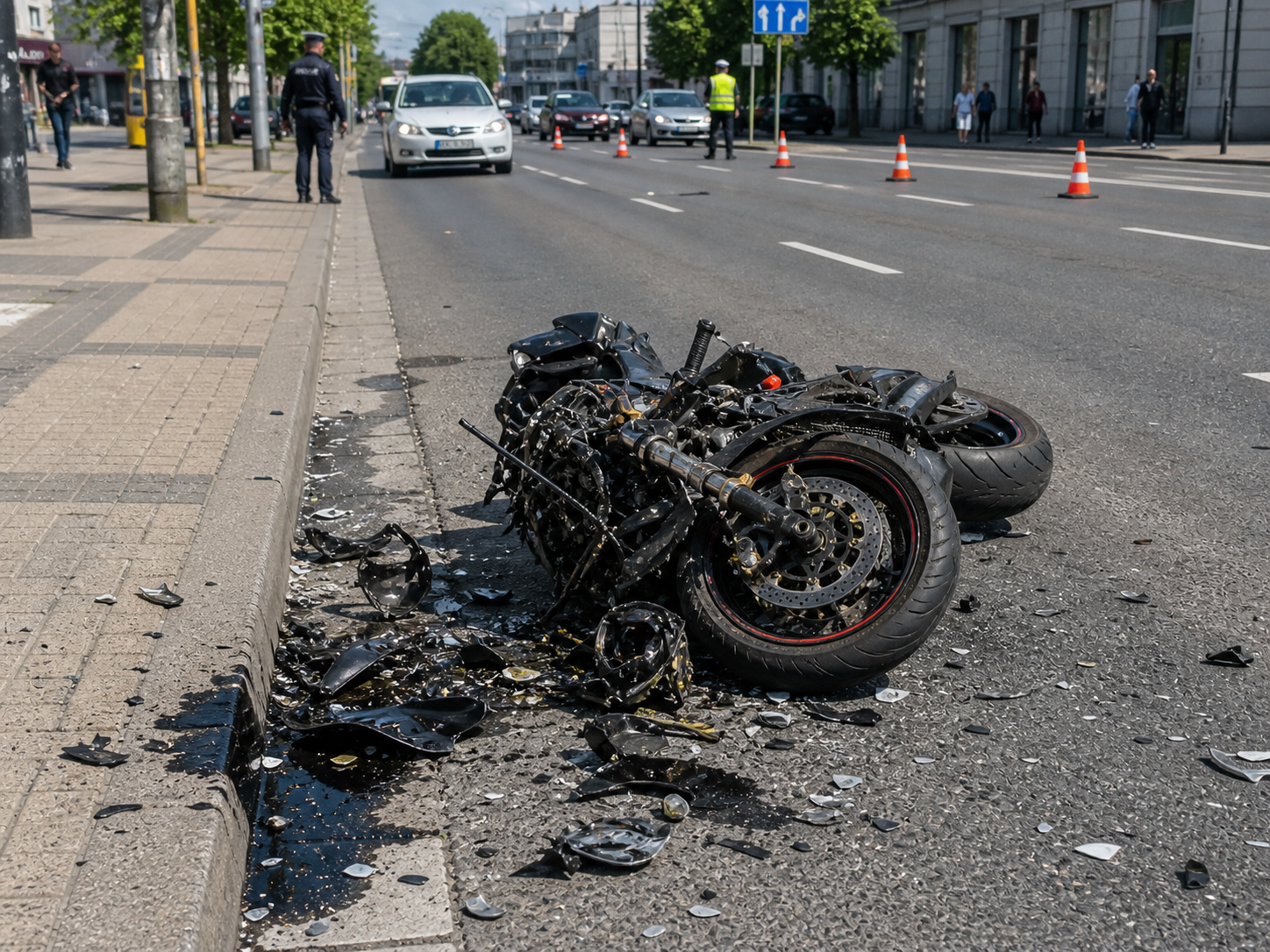 Chwila nieuwagi. Zderzenie motocyklu z samochodem osobowym