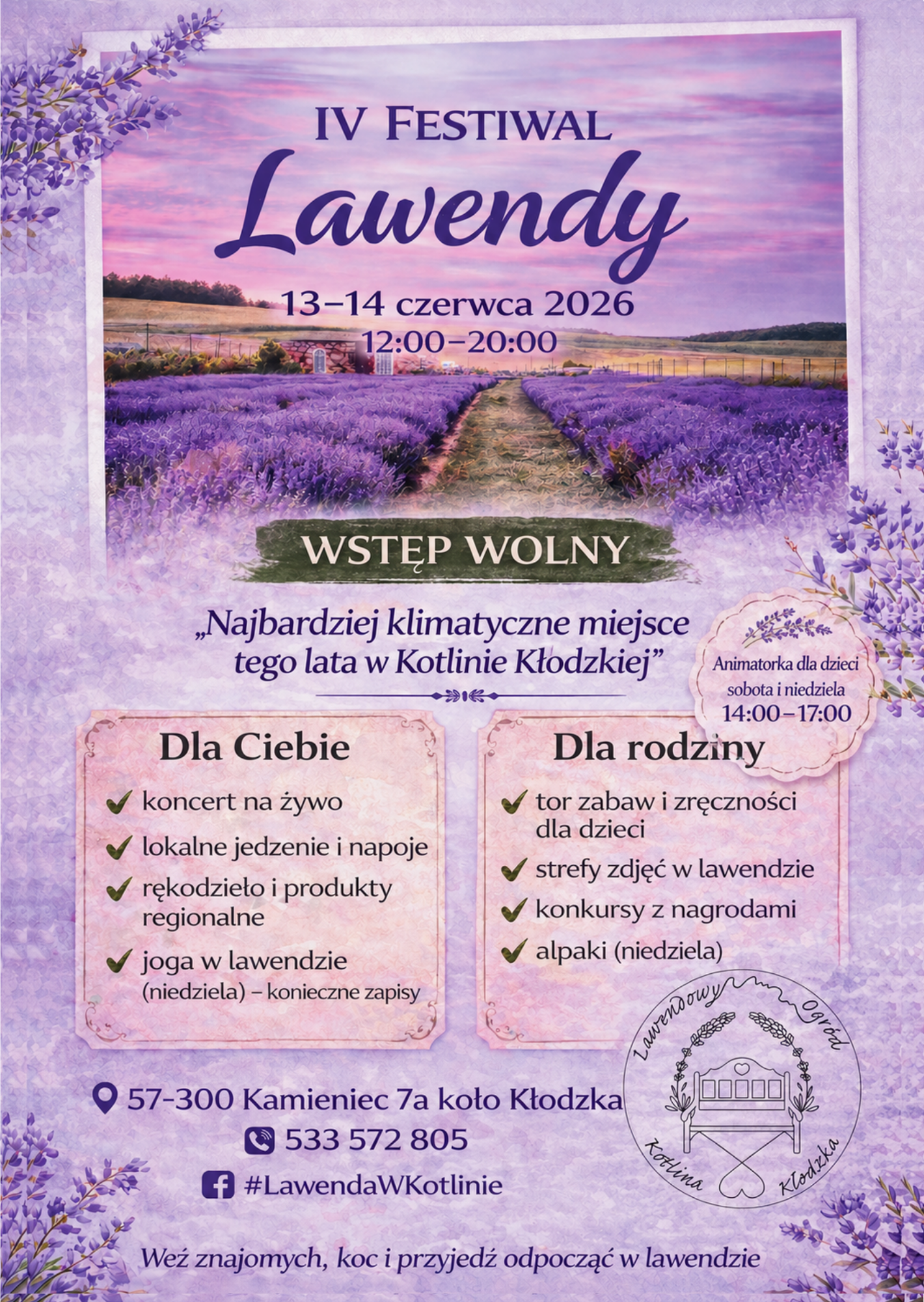 13-14.06.: IV Festiwal Lawendy w Kamieńcu koło Kłodzka