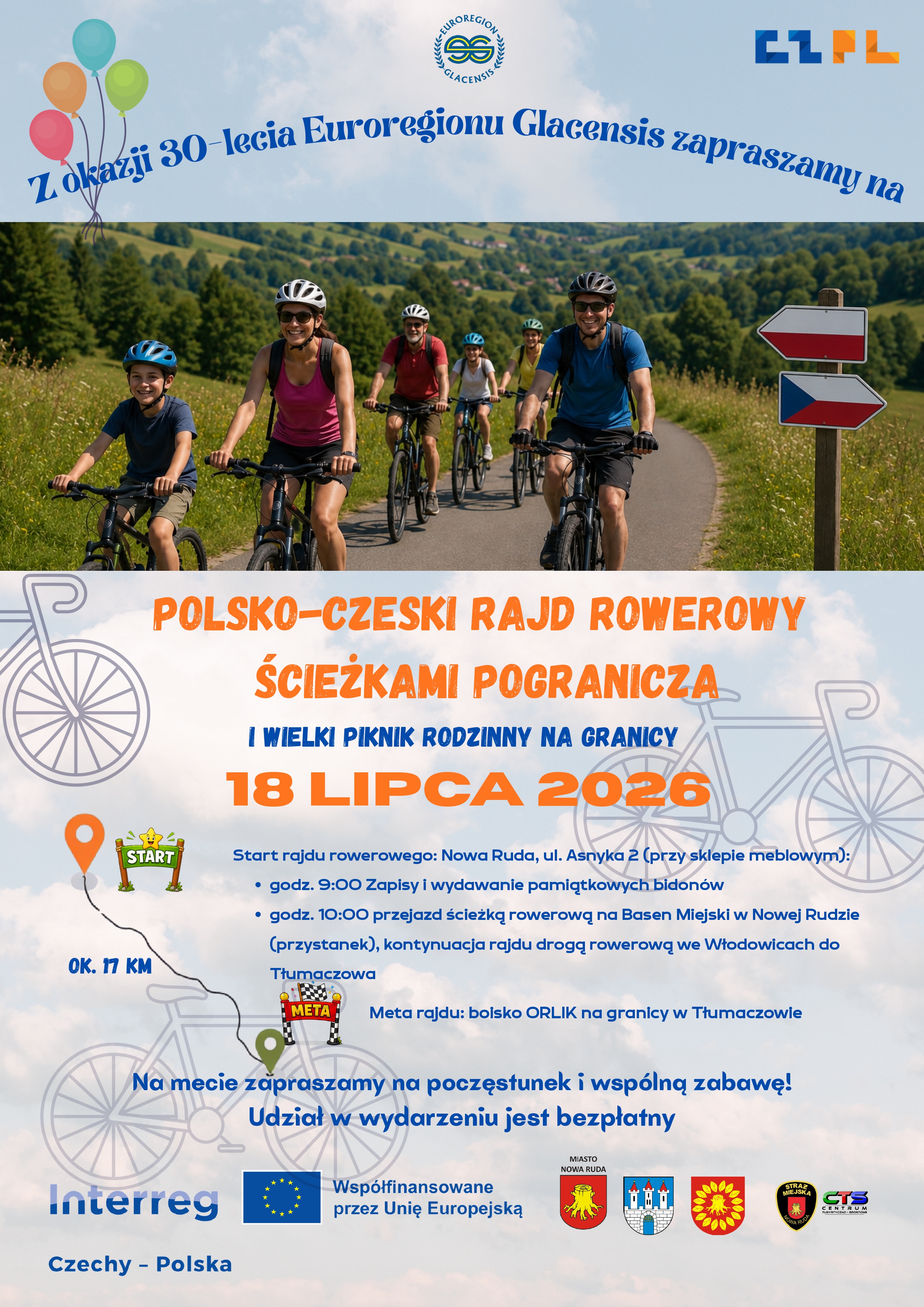 Polsko-Czeski Rajd Rowerowy z okazji 30-lecia działalności transgranicznej już 18 lipca