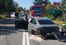 Zderzenie 3 pojazdów DK-8 w Polanicy-Zdroju. Poszkodowane zostały 4 osoby, w tym niemowlę