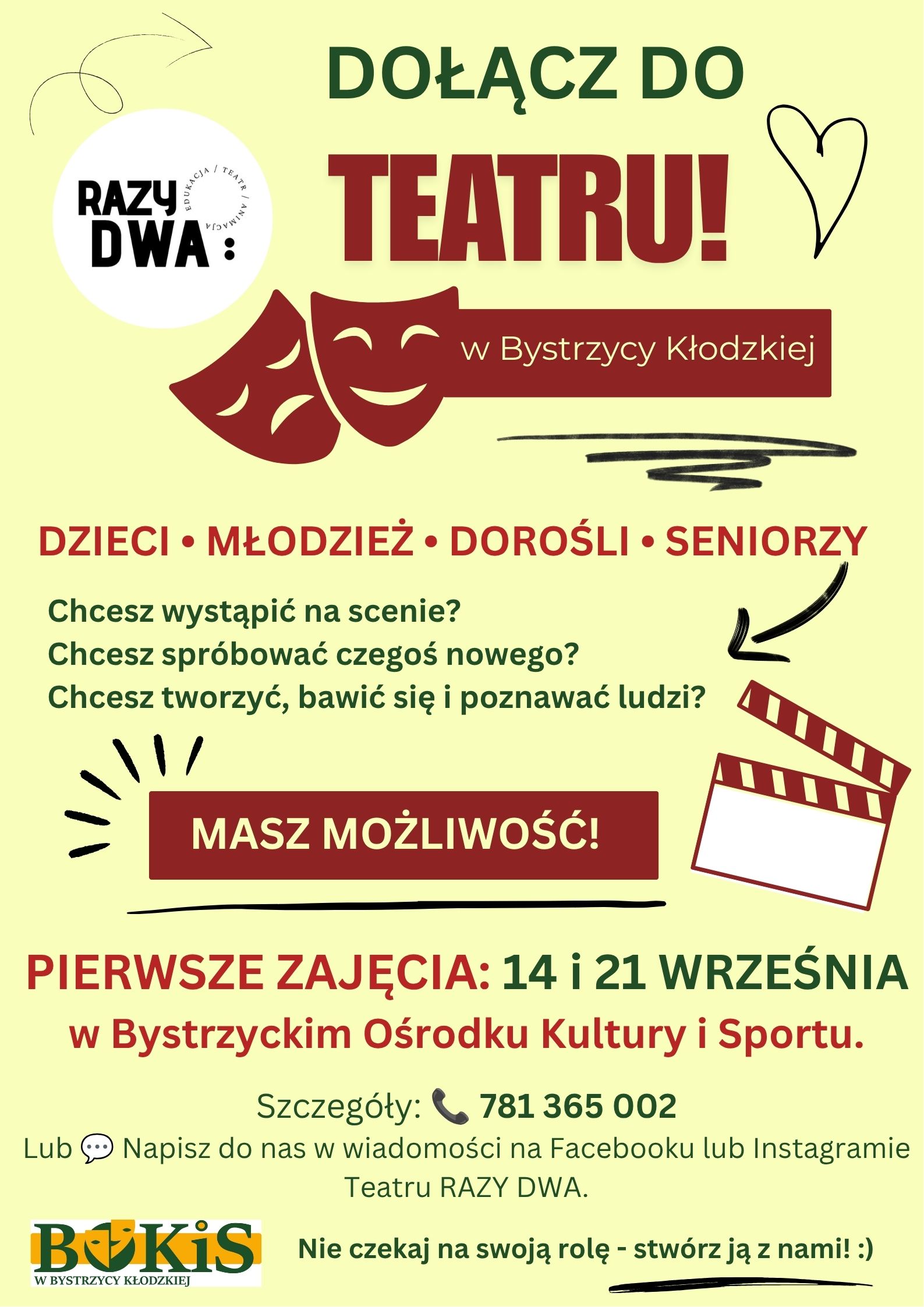 Dołącz do Teatru „Raz Dwa” w Bystrzycy Kłodzkiej